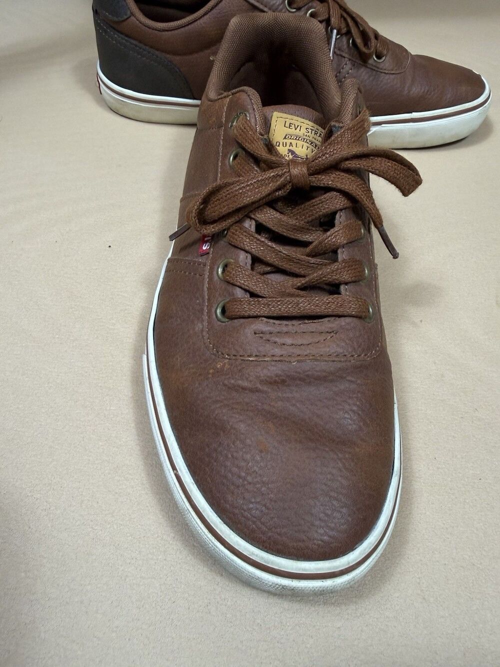 Levi’s Mens‎ Size 10 Brown Black Faux Leather Casual Dress Shoes - Picture 4 of 16